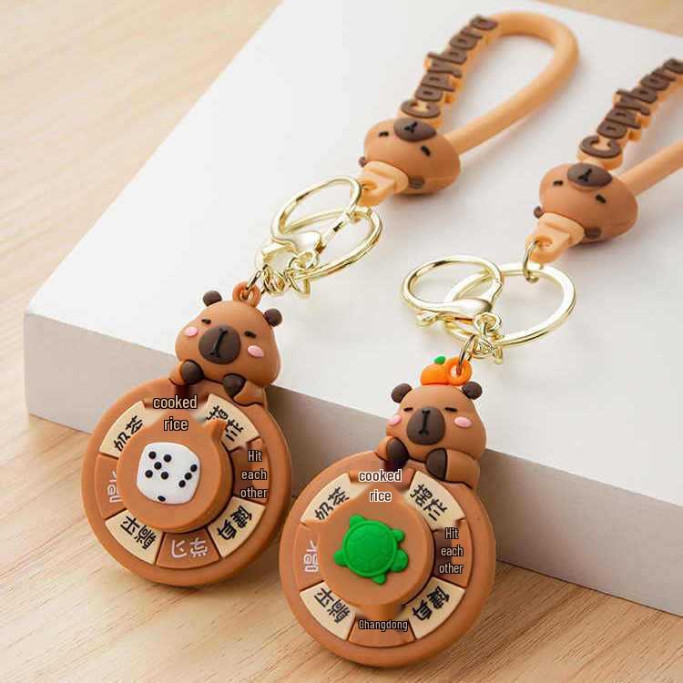 Creative Capybara Spinner Pendant Keychain – Cute Cartoon Car or Schoolbag Decoration Gift