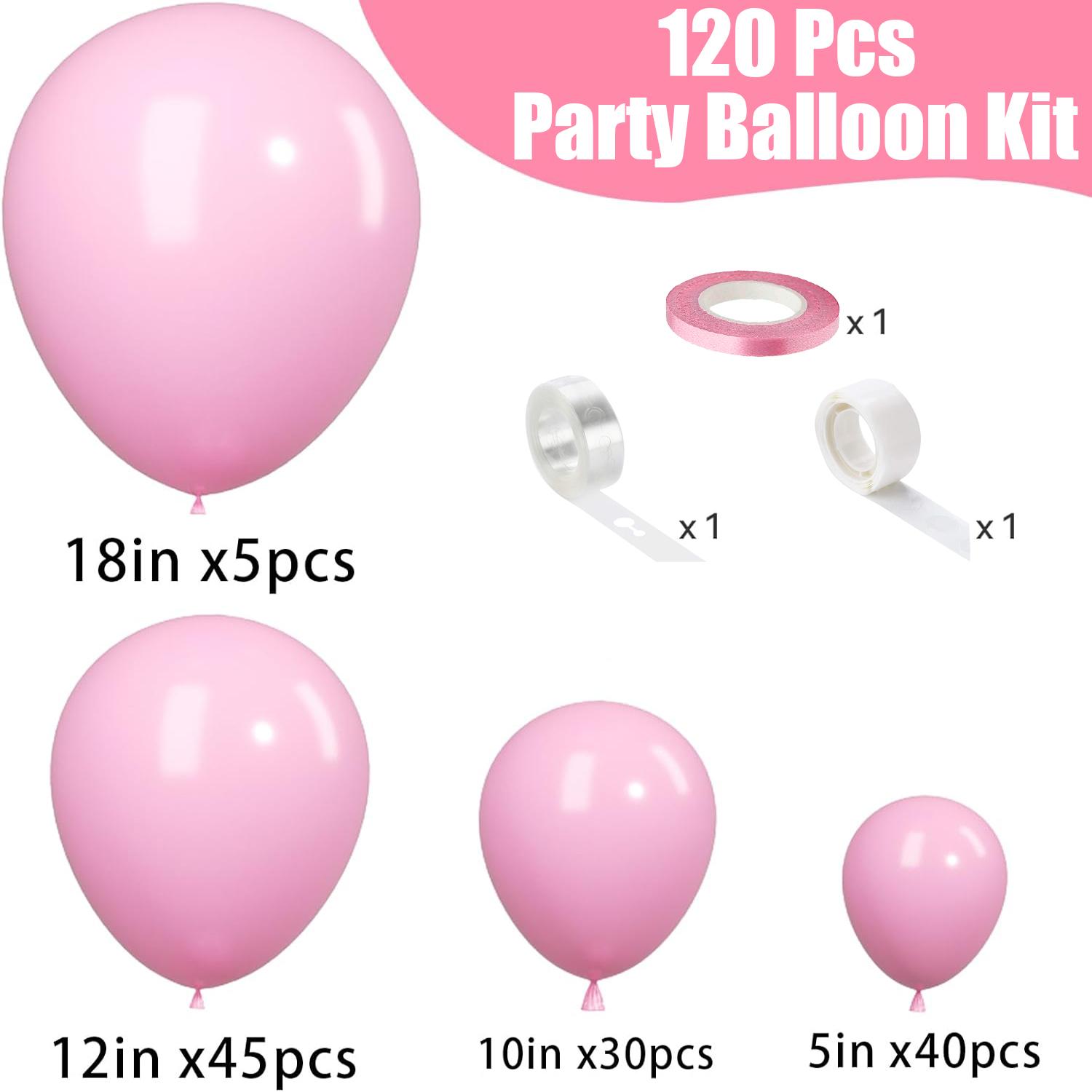 

Набір із 120 рожевих латексних кульок, підходить для прикраси днів народження, весіль, вечірки до Дня святого Валентина Other рожевий