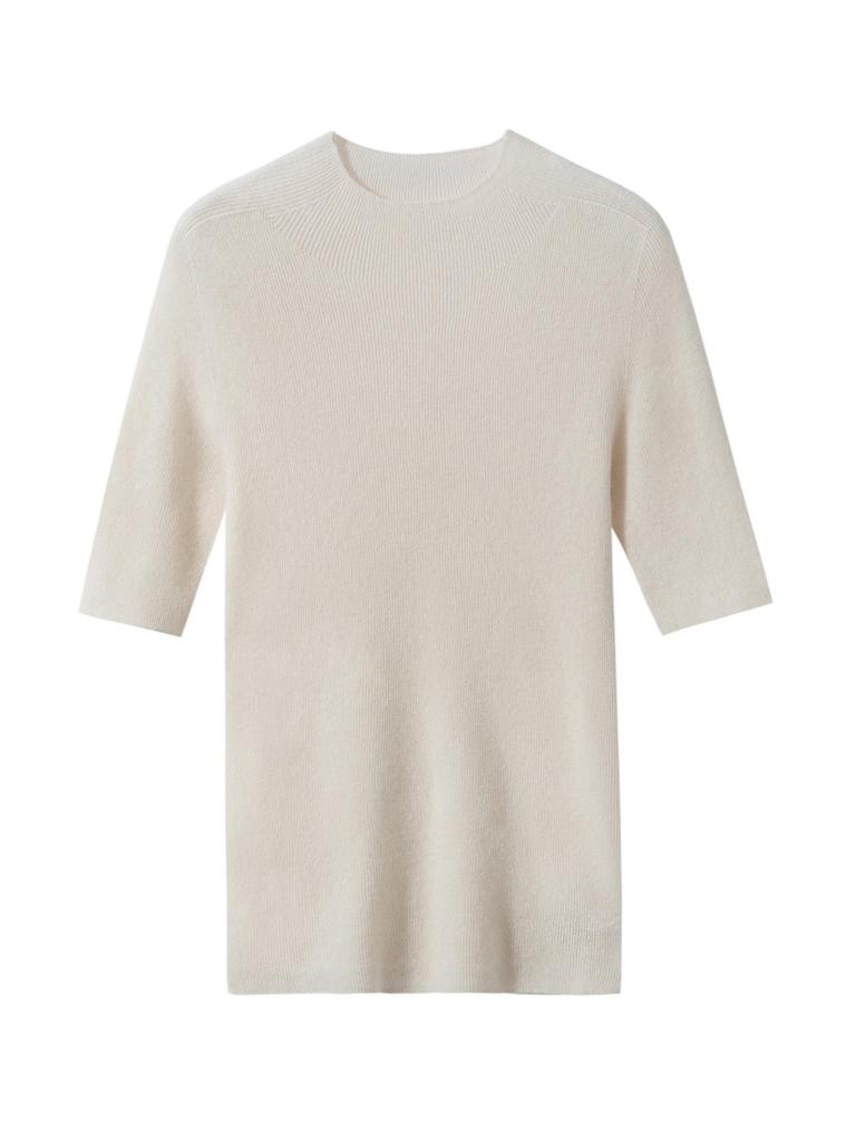 Elegant Fine-Spun Cashmere Mid-Sleeve Knit Turtleneck Pullover
