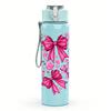 1PC Pink Bow Ribbon Heart Bouquet 750ml Color Plastic Sports Water Bottle Leakproof Flip Straw Lid Suitable for Sports Office Home Use