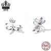 Avle S925 Sterling Silver Dragonfly Earrings with Pink Zircon and Exquisite Hollow Design, SCE1414