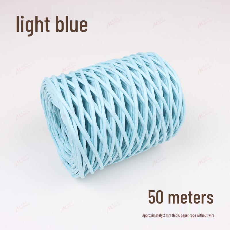 

2mm Colorful Paper Rope 50m Roll for Basket Weaving, Vase Making, Floral Art, No Wire