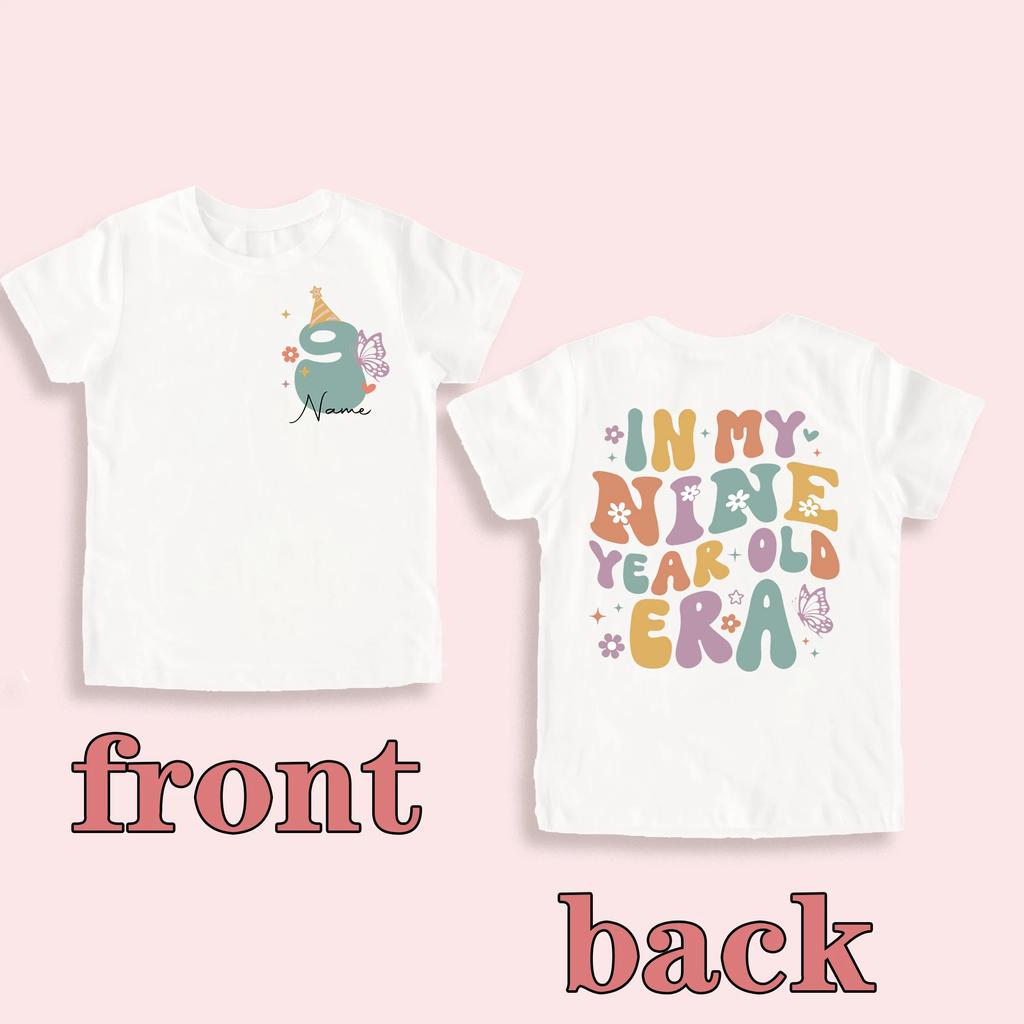 Personalised Girls Birthday Shirt Custom Name Kids 19 Year Birthday Party Outfit Child Short Sleeve Tshirt Girl Retro Tee Tops