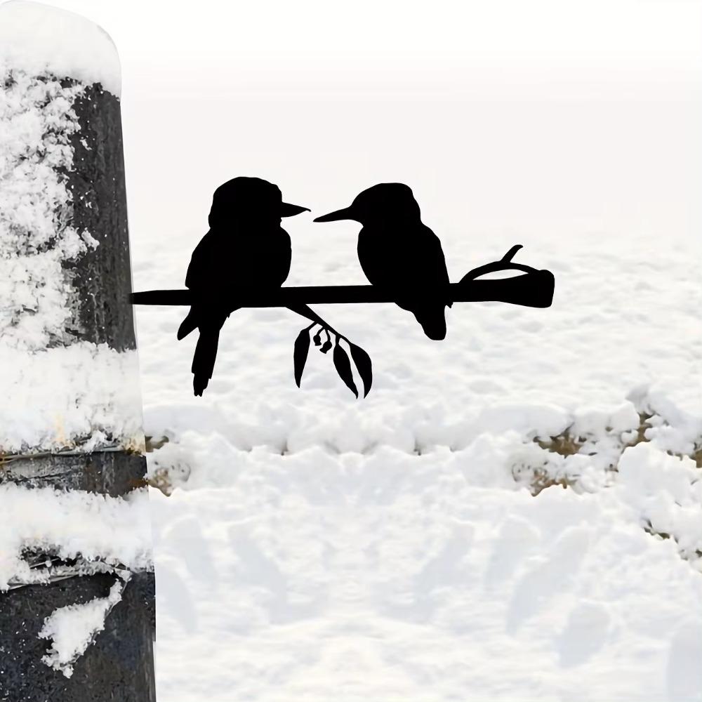 Two Birds On Branch Iron Art Silhouette - Metal Wall Art for Home Stunning Statue Stake Decoration and Housewarming Gifts