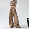 Amerikanische Retro-High-Waist-Einknopf-Hose Damenbekleidung Weiter Bein Modisch Falten Locker Basic Gerade Freizeit Hose
