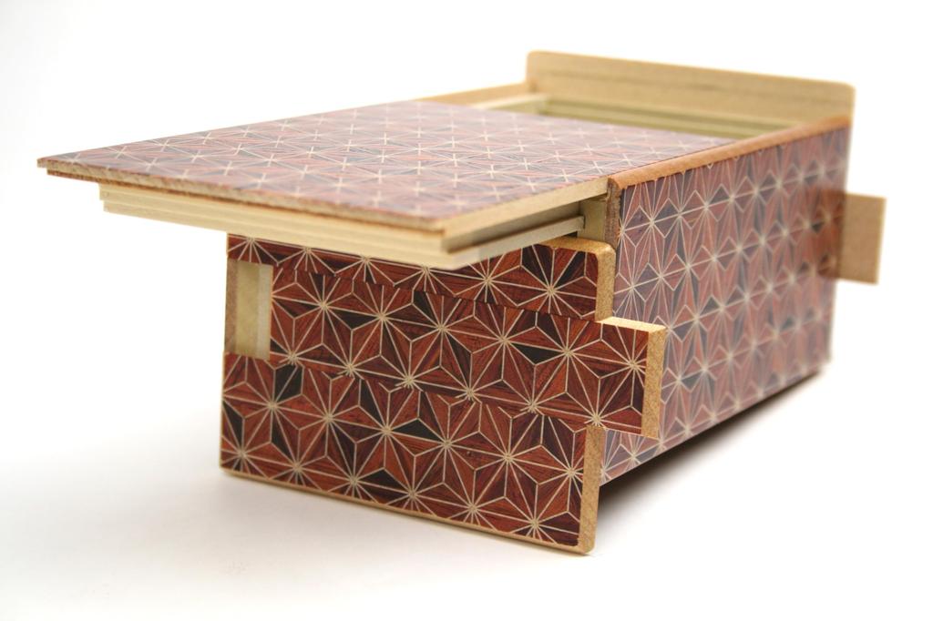 Marquetry Secret Box 21 1 Mechanism Red Hemp +