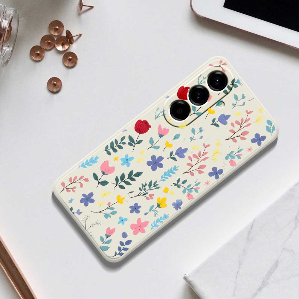 For Samsung Galaxy A56 5G Case Colorful Flower Branches Pattern Printing Straight Edge TPU Phone Back Cover