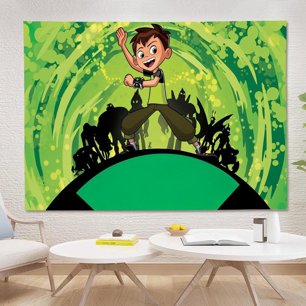 Cartoon B-Ben 10 Background Boy Children Birthday Party Decoration Banner Cartoon Photography Background Poster