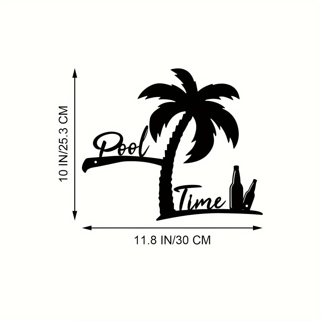 

Coastal Style Metal Palm Tree Wall Art - For Pool Time. Outdoor Metal Sign. Home Pool Party Decor. General Fit Hanging Ornament. чёрный