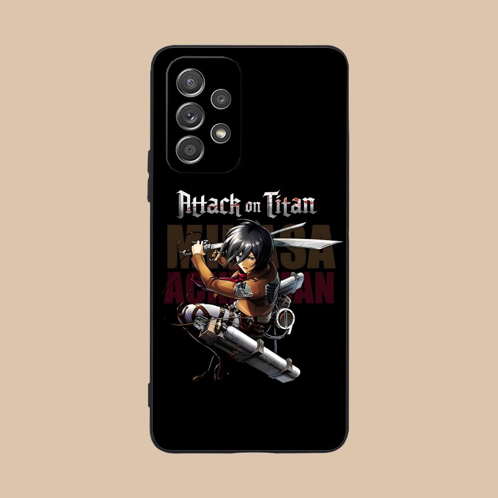 AOT Mikasa Mobile Phone Case for Samsung Galaxy A73 72 71 70 56 55 54 53 52 36 35 34 23 16 15 5G Colour Protective Luxury Pretty