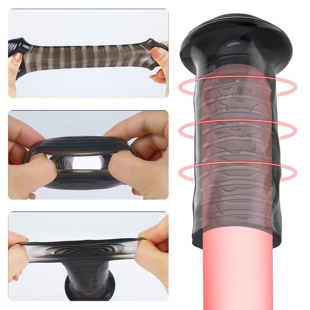 Inel reutilizabil pentru penis Corector prepuț Ejaculare întârziată Inel pentru penis din silicon Mărire penis Cușcă castitate masculină Jucării sexuale pentru bărbați