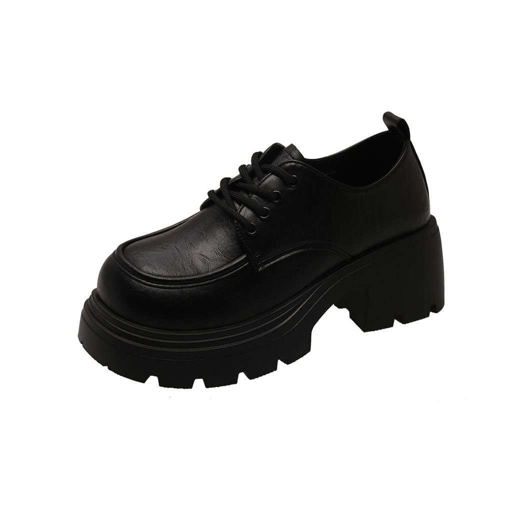 British style small leather shoes women's 2025 summer new retro Japanese thick-soled heightening lace-up Internet celebrity loafers women's singl