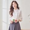 Women's French Ruffle Stand-Up Collar Long Sleeve Blouse
