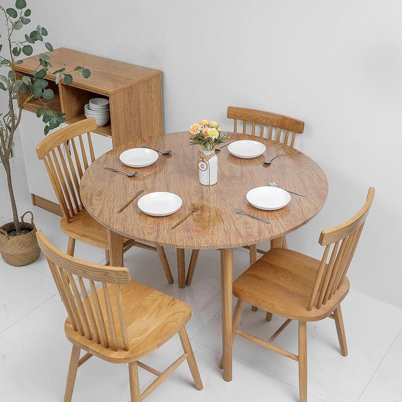 1PC 48inch Round Table Cloth Farmhouse Table Cover Decorative Wood/Woven Texture Desk Cover Tabletop Protection Cloth