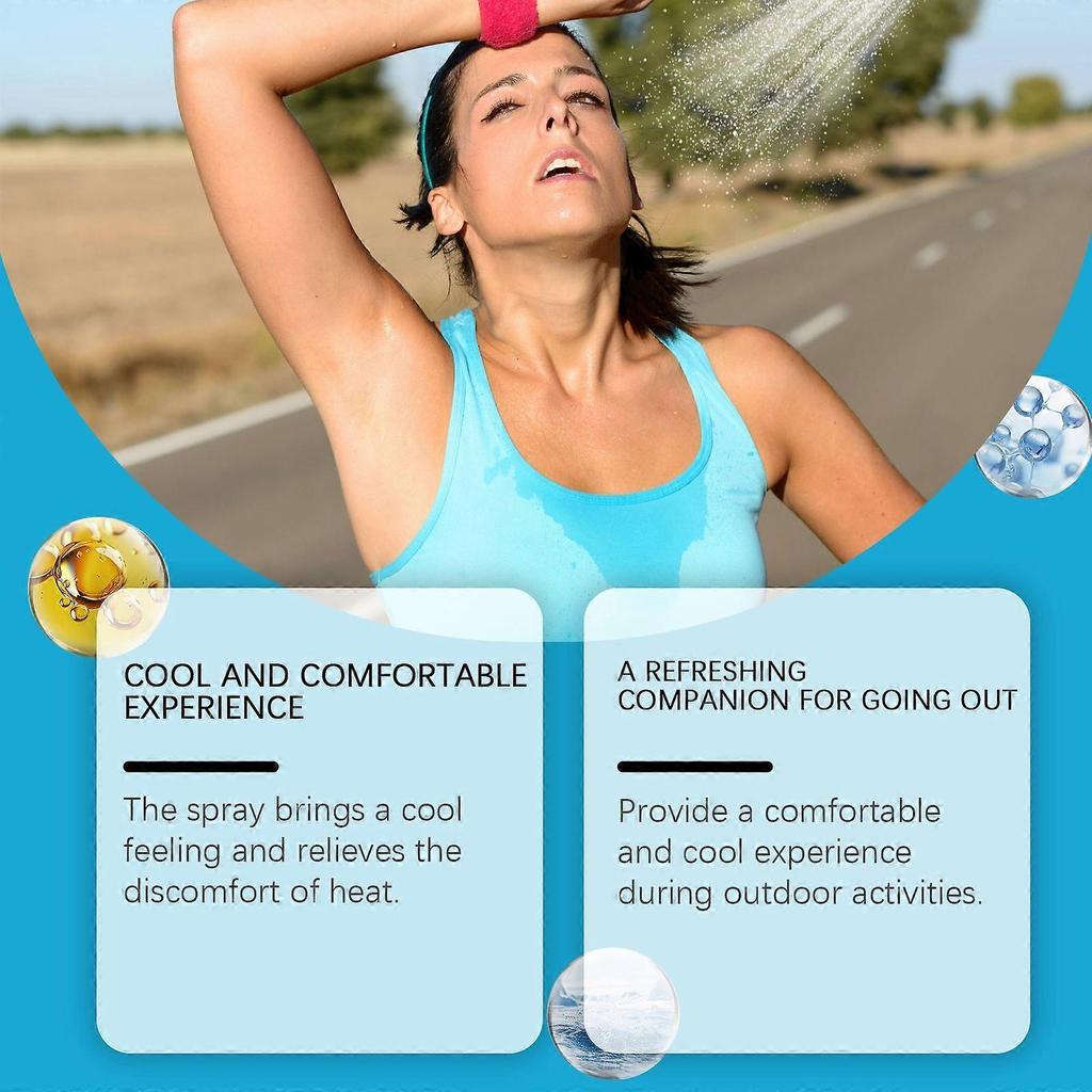 Jaysuing Cooling Spray Summer Outdoor Clothing Refreshing Ice-Cold Non-Sticky Physical Cooling Spray