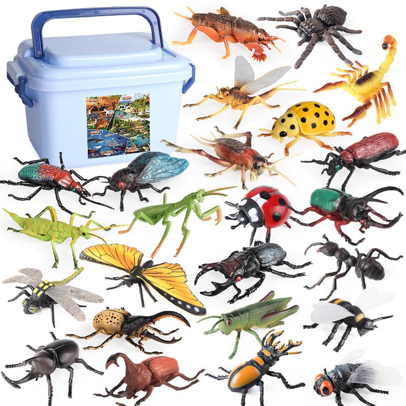 Large Insect Toy Set: Butterfly, Bee, Dragonfly, Ant, Cicada, and Rhinoceros Beetle Models for Kids