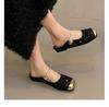 2025 spring and summer Internet celebrities popular wear comfortable square head shoes foreign style versatile small man show tall fairy style sli