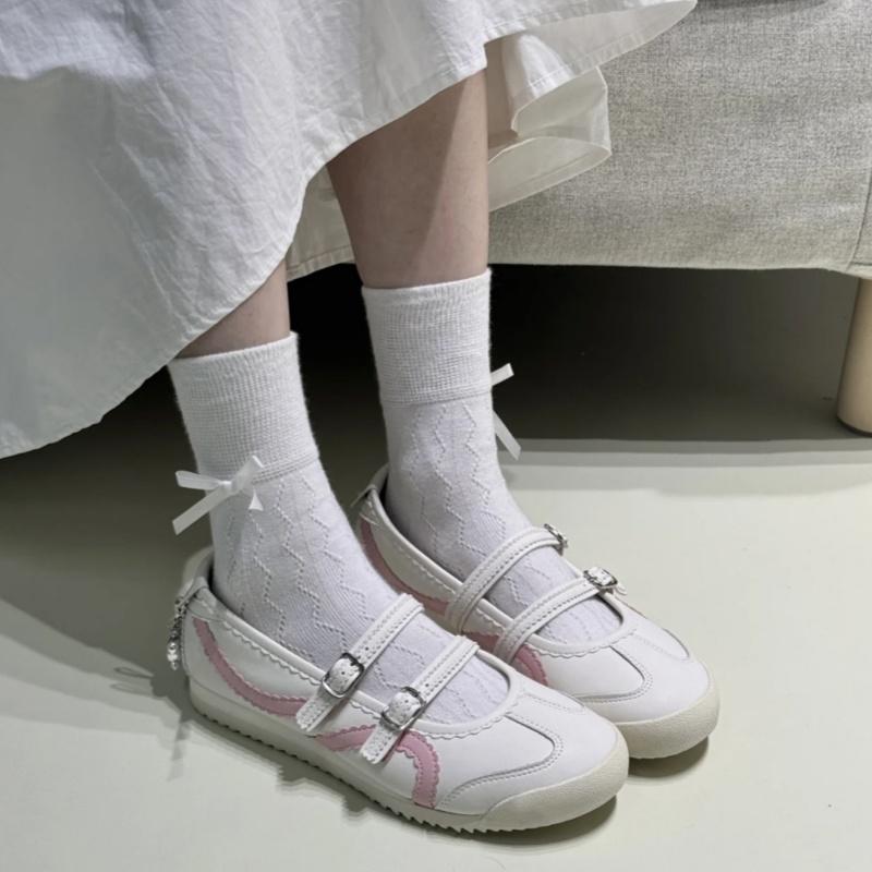Fashion Retro Sweety Flat Shoes 2025 Summer Round Head Buckle Women Shoes College Style Outside Comfortable Soft Ladies Flats Shoes