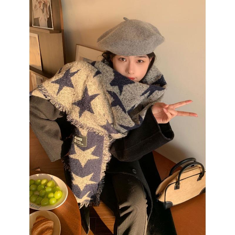 Korean Version of Star High End Scarf for Girls in Winter Thickened Qianqiao Warm Scarf Versatile Cold Proof Student Shawl