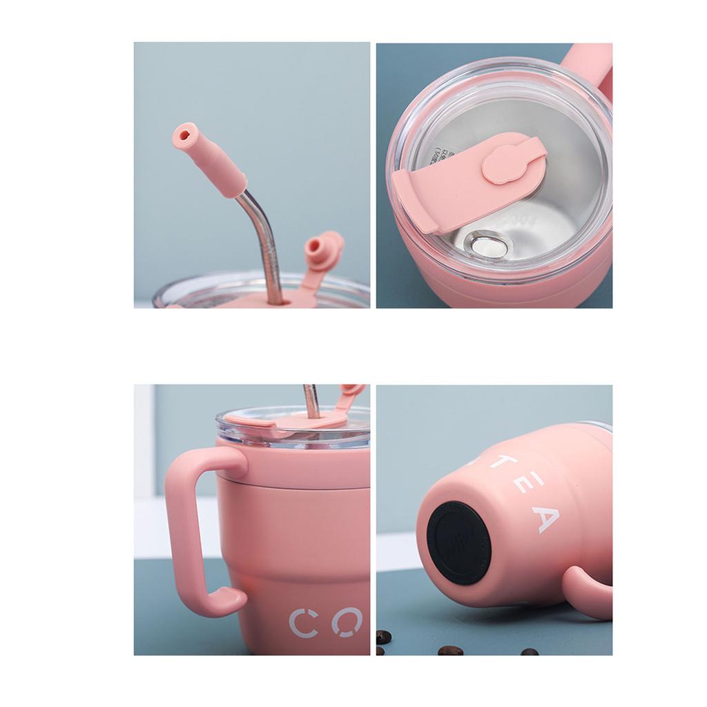 Durable Water Cups Coffee Cup with Handle and Straw Lid 480ML Fashion Travel Mug Suitable for Home Office School Outdoor
