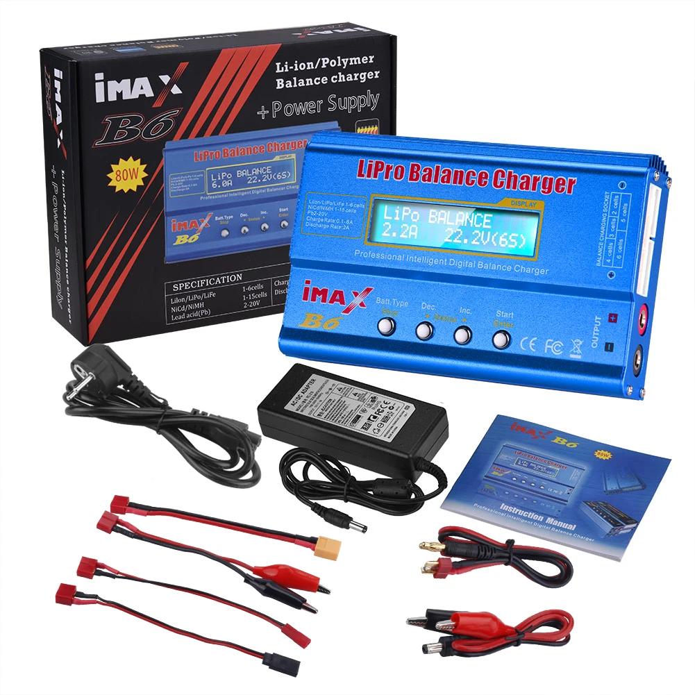 IMAX B6 80W Multi-function Charger For Lipo Li-ion LiFe NiMh Ni-Cd PB Battery RC Balance Discharger 15V 6A Adapter Optional
