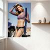 Sexy Desert Woman Purple Leopard Crop Top Blue Vintage Jeep Retro-Futuristic Tin Sign Metal Poster Wall Decor for Bar Pub Home C