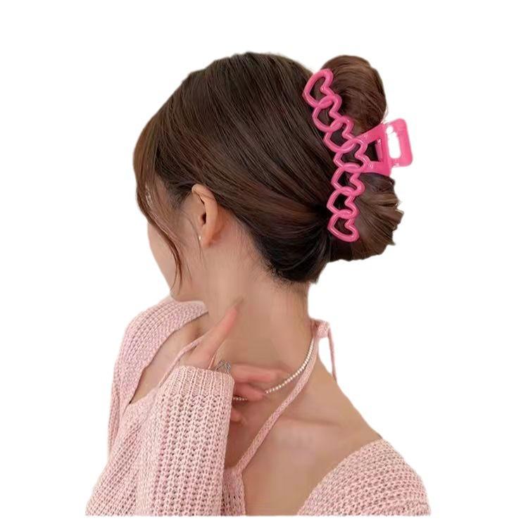 Large Acrylic Shark Clip Hairpin for Women Rose Red, Pink, Sky Blue, Milky White, Yellow Oval Wave Point Design