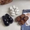 Summer New Fashionable and Simple One-word Slippers Women's Thick-soled Outer Wear Flat-soled Cool Slippers Trendy Women's Shoes