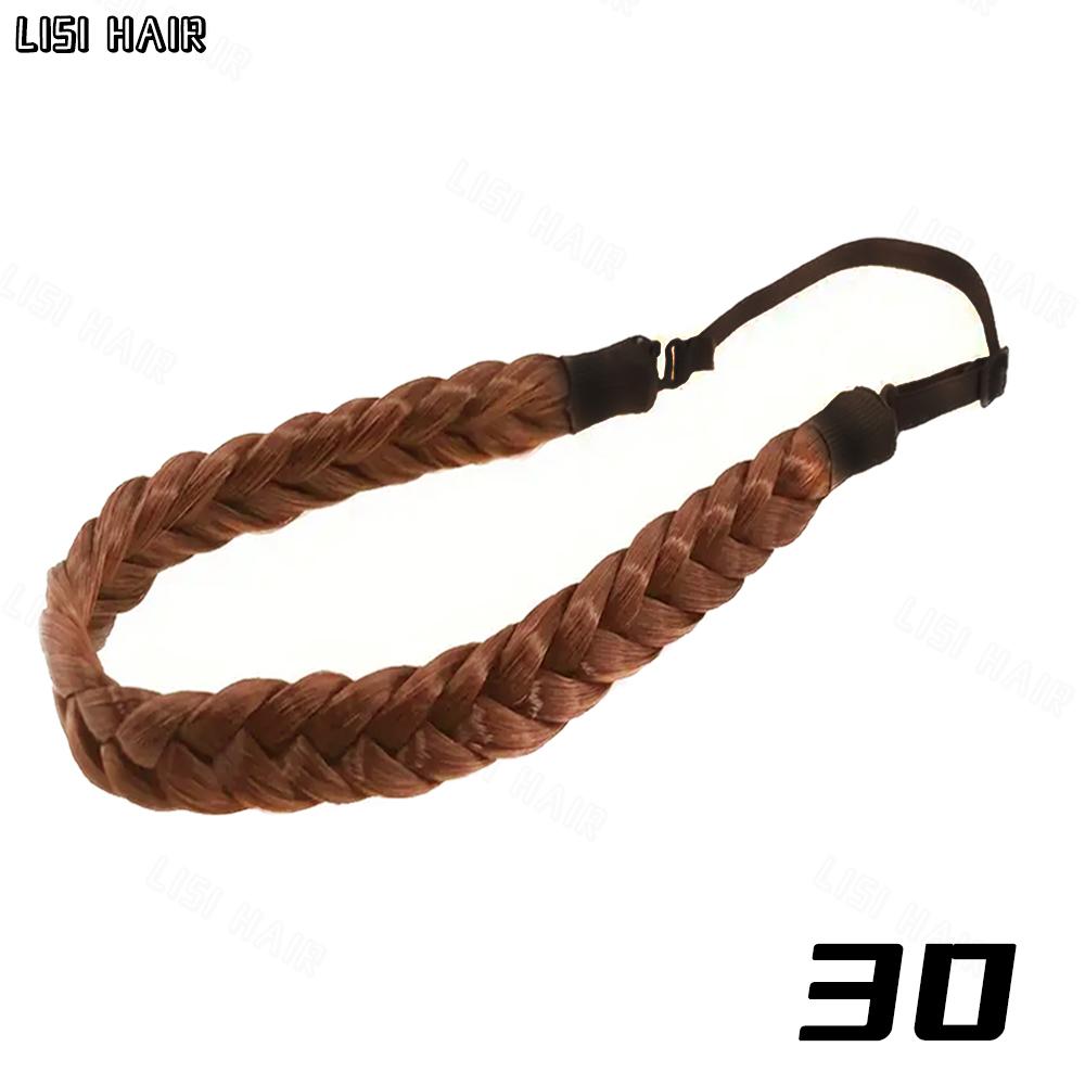 MISSQUEEN Estensioni sintetiche della fascia per capelli intrecciati elastici da 1 pezzo Parrucca classica con trecce larghe e soffici per le donne