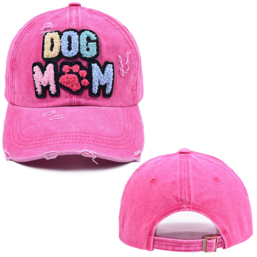 New Dog Mom Embroidered Adjustable Baseball Cap Women Washed Patch Snapback Casual Dad Hat Outdoor Cotton Hip Hop Trucker Caps