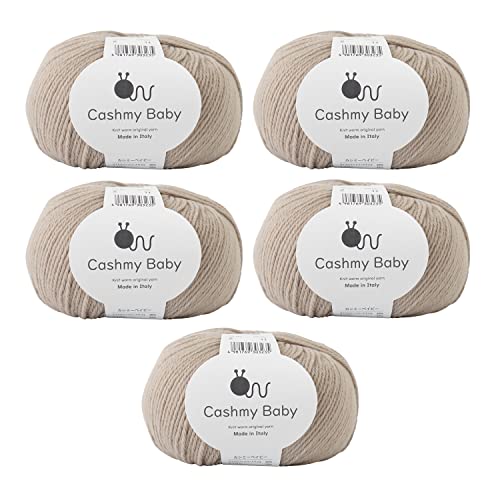 

Knitworm Cashmere Baby Yarn, 5 Balls, Medium Weight, 50g (Approx. 145m), Microfiber 50% Acrylic, 50% Nylon (2. Beige)