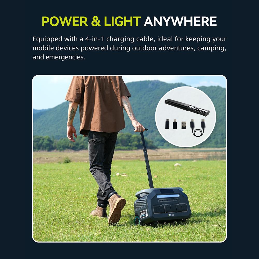 Stazione di Alimentazione Portatile IEE 2400W Portatile 2048Wh Generatore Solare LiFePO4, 16 Porte Controllo APP Per Campeggio Backup Casa