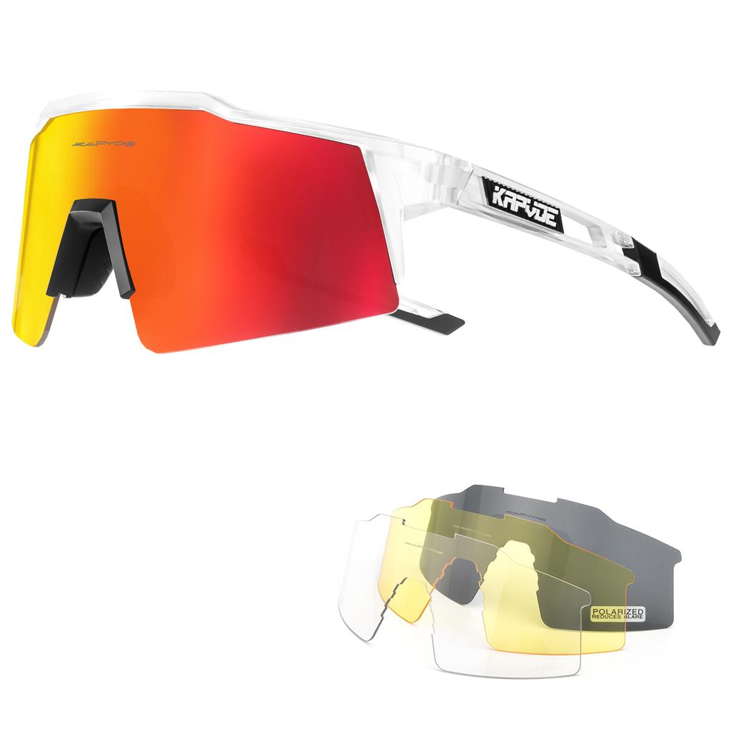 Kapvoe 4lens Cycling Glasses Sunglasses Cycling Goggles Outdoor UV400 Sports Protection MTB Road Mountain Bicycle Drive 4lens