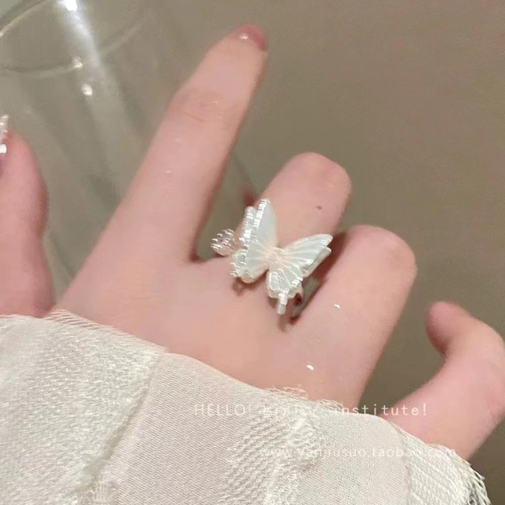 French Retro Blue Butterfly Ring Design Sense Temperament Personality Simple Cold Sense Versatile Ring