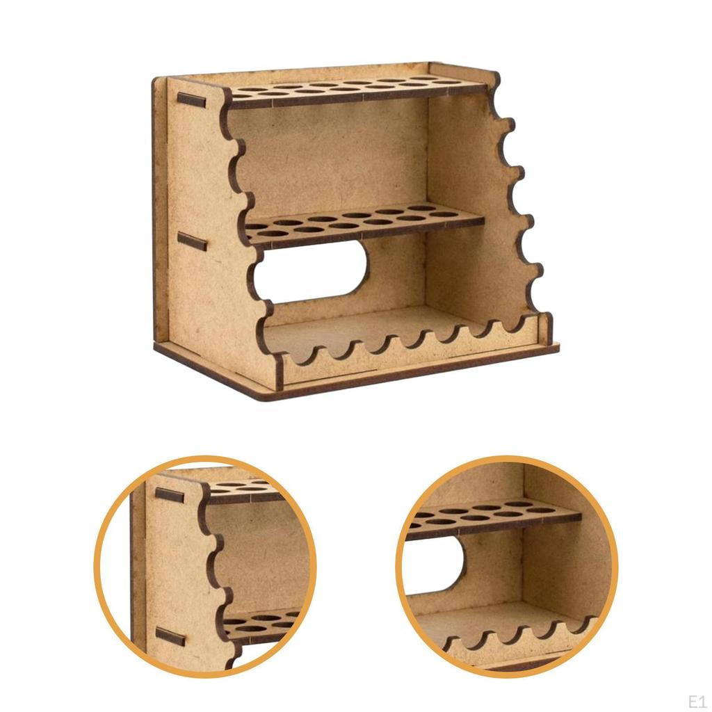 Wooden Paint Brush Holder Desktop Organizer 14 Holes Art Supplies Artist Rack for