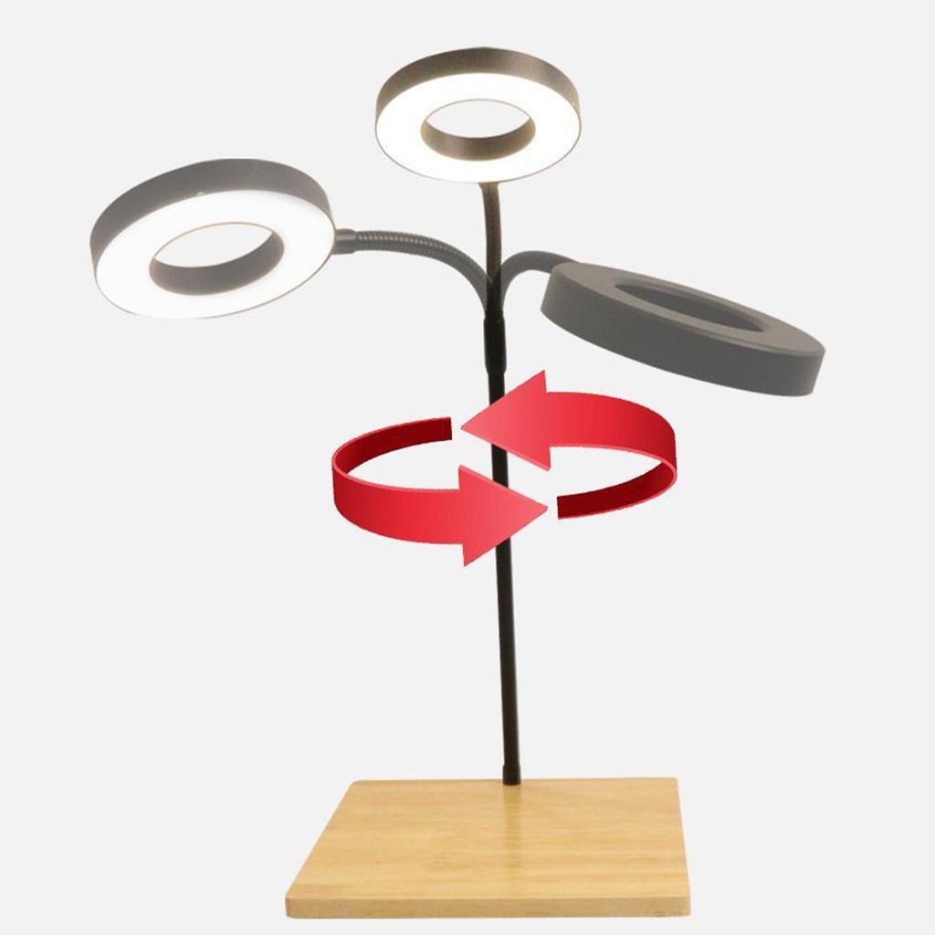 LED Plant Light Rotating Full Spectrum LED Lighting With Wooden Base Indoor Plants Grow Light Desktop For Home Study Office Desk