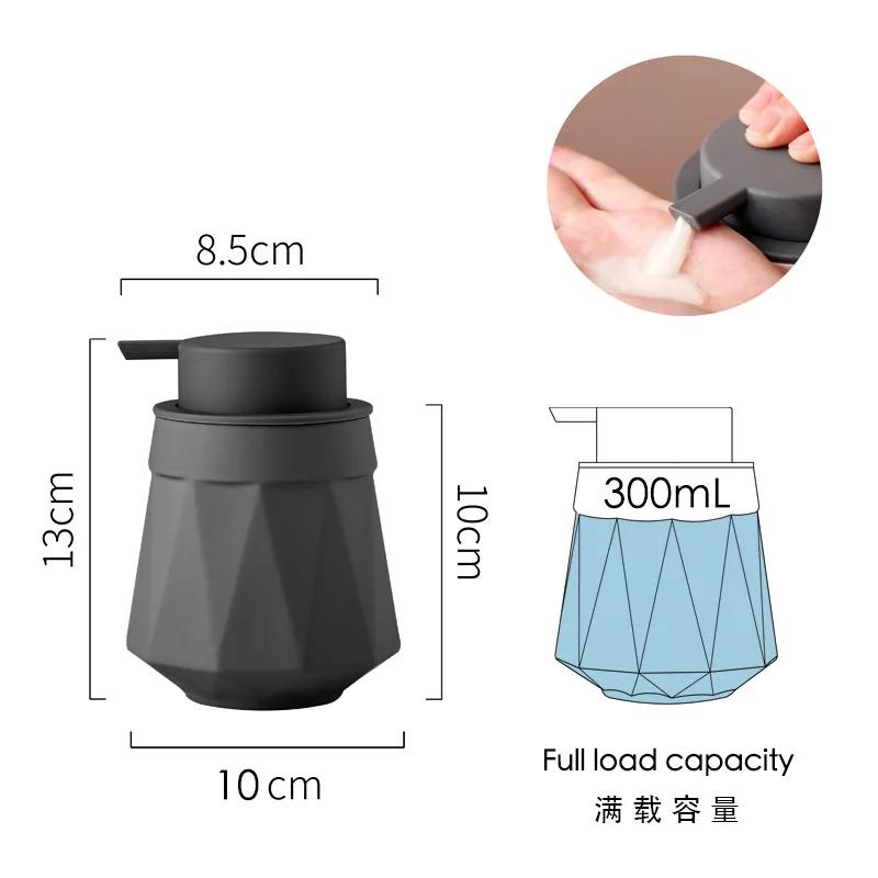 Matte Black Foaming Hand Soap Dispenser Plastic 300ML Modern Minimalist Style for Bathroom & Kitchen Countertop Refillable