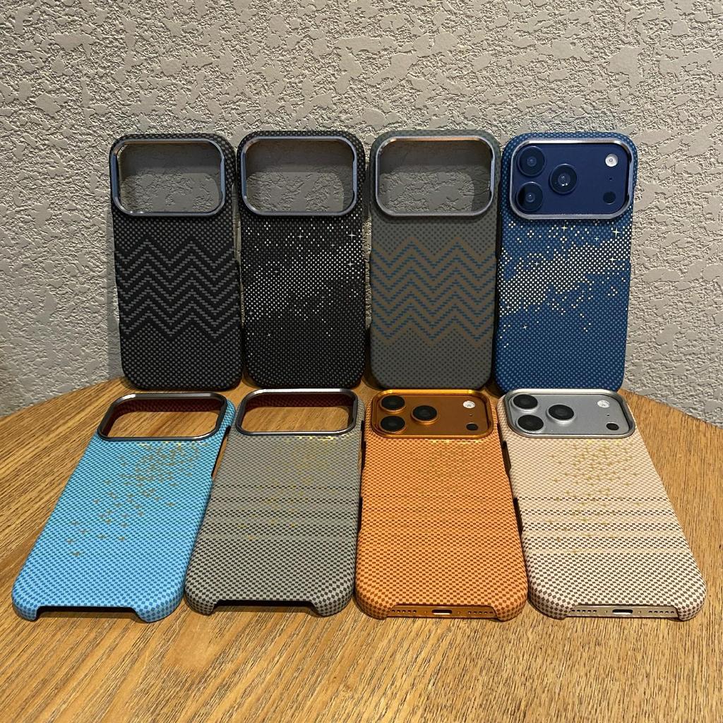 Kevlar Pattern Strong Magnetic iPhone 17 Case, Carbon Fiber Multi-color Magsafe Compatible with 16/15/14 Pro