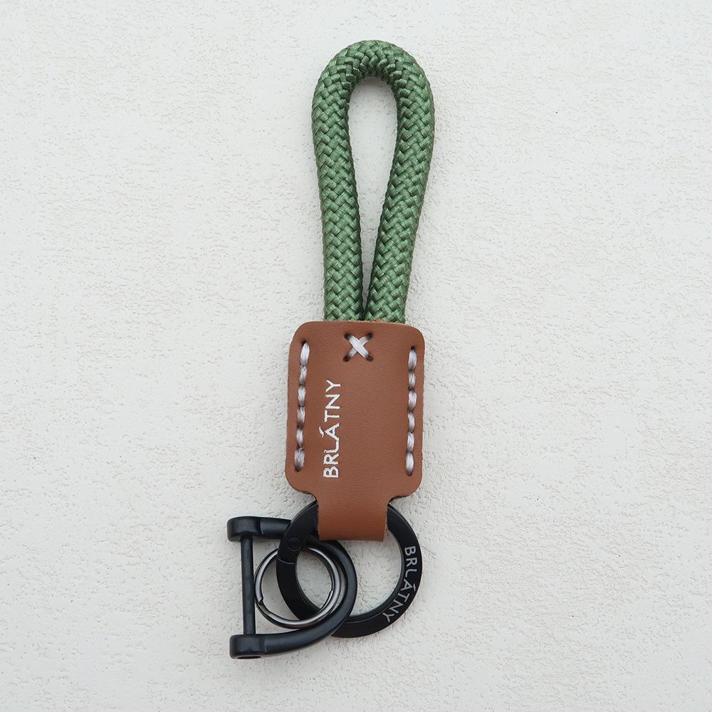 Hand-Woven Cowhide Leather Keychain Pendant with Logo Embossing - High-Quality Anti-Lost Car Lanyard