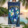 Floral Art Card 5 Theme Quick Dry Beach Towel Custom Name Text Print Large Sand Resistant Towel Beach Vacation