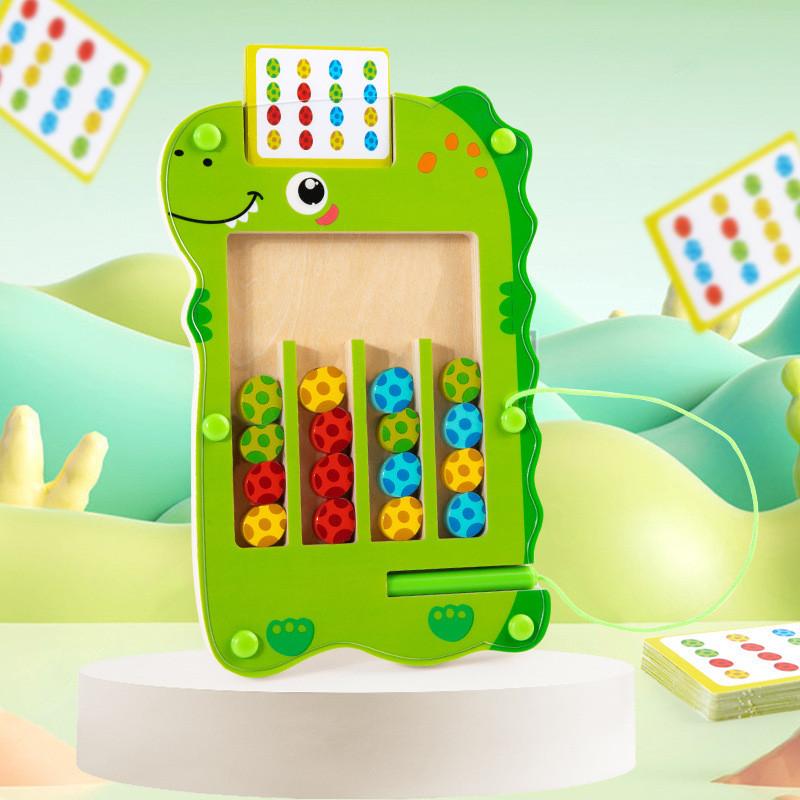 Dinosaur Wooden Green Color Walking Game Board Children Puzzle Toy Gift For