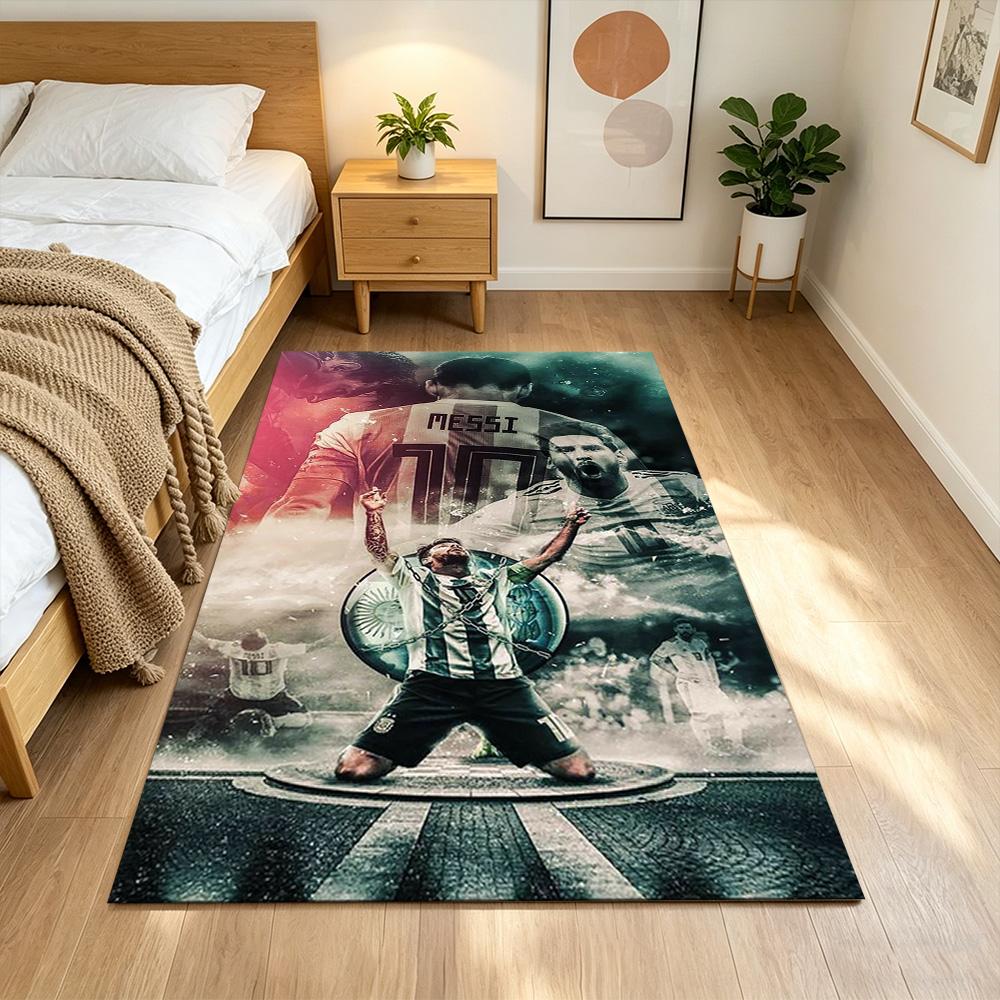 Football Messi Floor Mat Suitable for Kitchen Entryway Hallway Dormitory Anti-slip Rug Decorate Offices Luxury Gift for Birthday, Christmas, Wedding