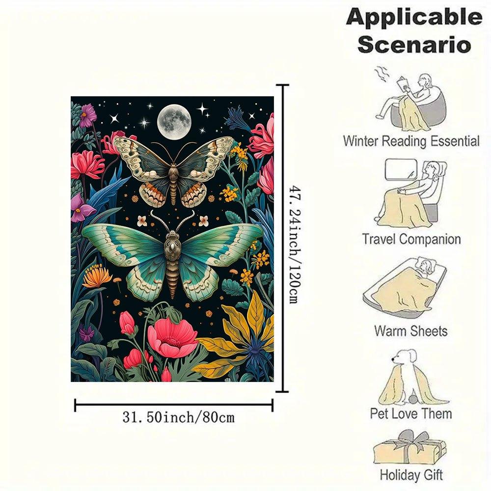"Enchanted Garden Butterfly Wall Art Print"Blanket Flannel Throw Blanket for Sofa, Bed, Travel, Camping, Office, Couch, Chair, And Bed Gift