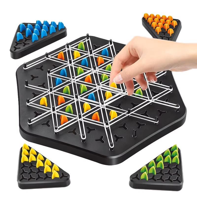 Triangle Link Chess Rubber Band Desktop Puzzle Toy For Children Multiplayer Interactive Family Game Enhances Logical Thinking