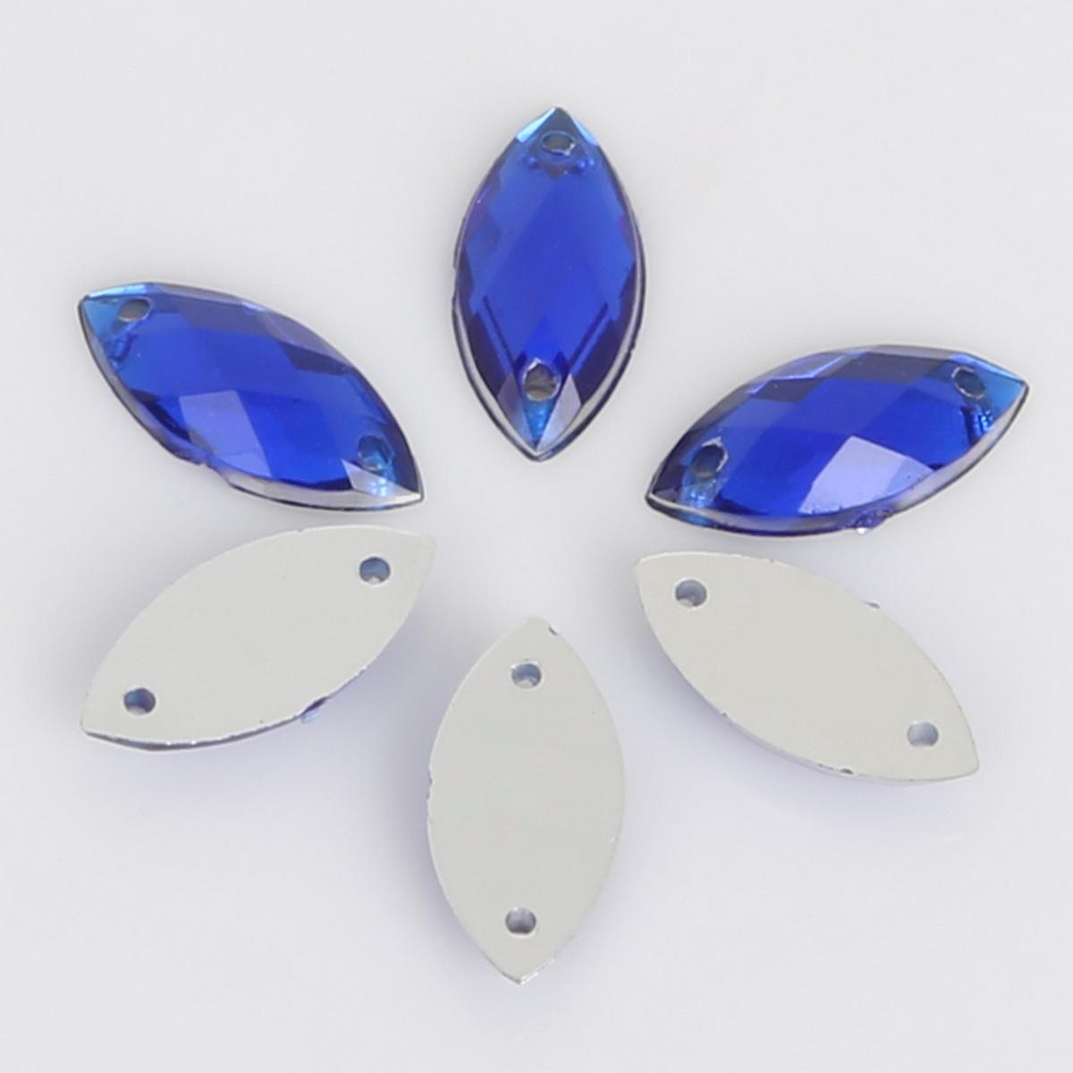 

50 шт., акриловая дрель с двойным отверстием и плоским дном, форма лошадиного глаза для DIY ожерелья, изготовления ювелирных изделий, аксессуары для рукоделия 9x18mm синий