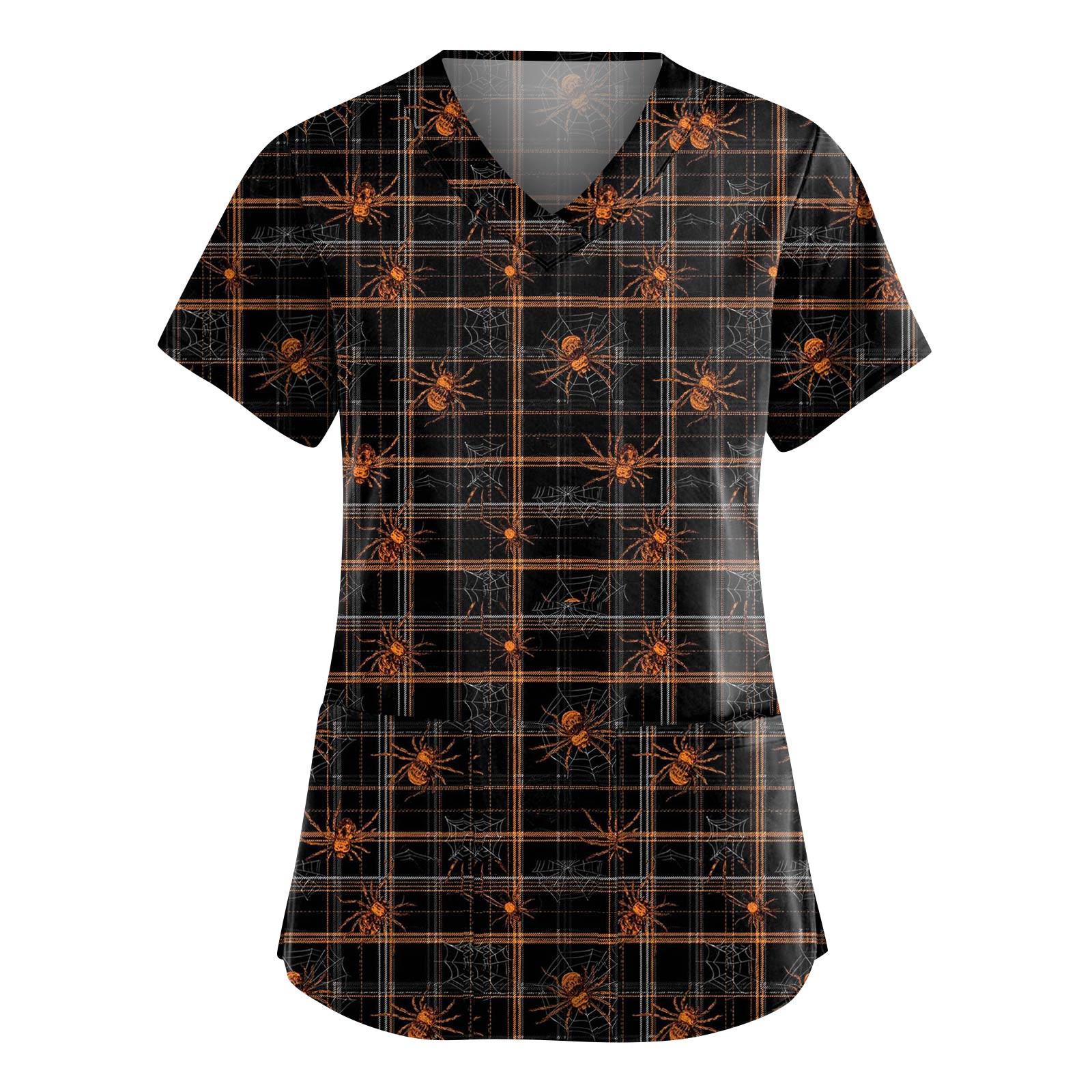 

Женские модные комбинезоны с V-образным вырезом и короткими рукавами, с карманами, топы с принтом на Хэллоуин, одежда XXXXXL чёрный