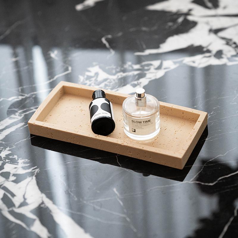 Travertine Wabi-Sabi Tray: Aromatherapy Storage, Luxury Bathroom Ornament, Living Room Decoration.