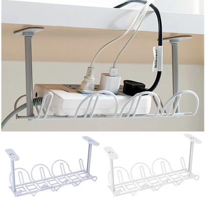 Estante de Almacenamiento de Enchufes Autoadhesivo Bajo Escritorio Organizador de Cables y Regleta Bandeja para Gestión de Cables Soporte Colgante Fuerte