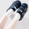 Punk Metallkette Klobige Plateau Stiefeletten Damen Winter Y2K Dicke Sohle Denim Frau Schwarz Gothic Lolita Schuhe