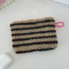 Bolsa pequeña de maquillaje con lazo estampado en rosa y negro para mujer, práctica minicaja para lápiz labial, neceser, bolsa para guardar toallas sanitarias.